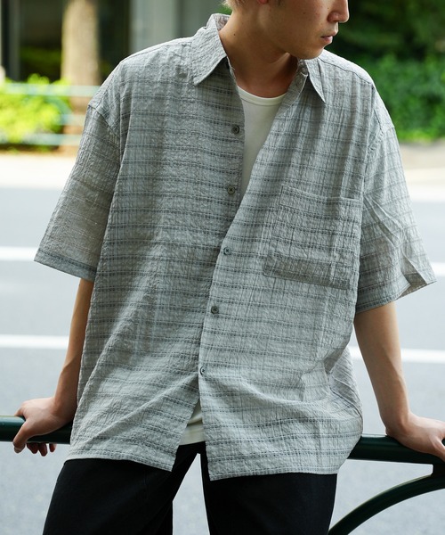 RATTLE TRAP（ラトルトラップ）の「ドビーチェックシアールーズ半袖シャツ（シャツ/ブラウス・メンズ・ホワイト/ライトグレー/ブラック・S/M/L/LL）」の3枚目の写真