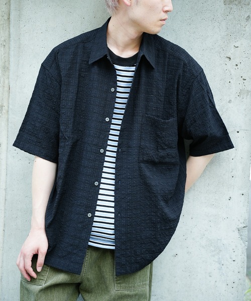 RATTLE TRAP（ラトルトラップ）の「ドビーチェックシアールーズ半袖シャツ（シャツ/ブラウス・メンズ・ホワイト/ライトグレー/ブラック・S/M/L/LL）」の2枚目の写真