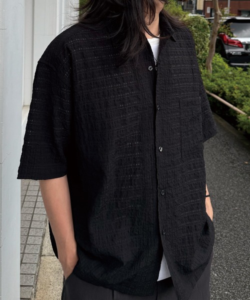 RATTLE TRAP（ラトルトラップ）の「ドビーチェックシアールーズ半袖シャツ（シャツ/ブラウス・メンズ・ホワイト/ライトグレー/ブラック・S/M/L/LL）」の5枚目の写真