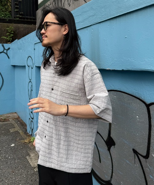 RATTLE TRAP（ラトルトラップ）の「ドビーチェックシアールーズ半袖シャツ（シャツ/ブラウス・メンズ・ホワイト/ライトグレー/ブラック・S/M/L/LL）」の14枚目の写真