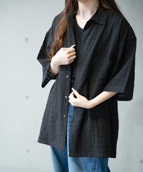 RATTLE TRAP（ラトルトラップ）の「ドビーチェックシアールーズ半袖シャツ（シャツ/ブラウス・メンズ・ホワイト/ライトグレー/ブラック・S/M/L/LL）」の17枚目の写真