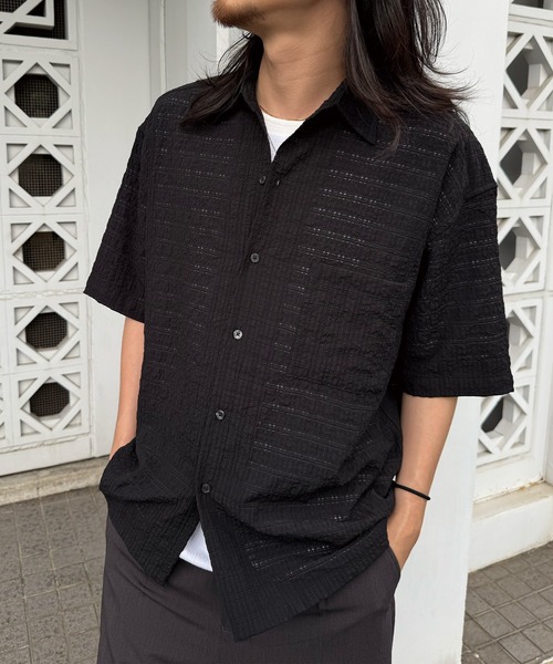 RATTLE TRAP（ラトルトラップ）の「ドビーチェックシアールーズ半袖シャツ（シャツ/ブラウス・メンズ・ホワイト/ライトグレー/ブラック・S/M/L/LL）」の18枚目の写真