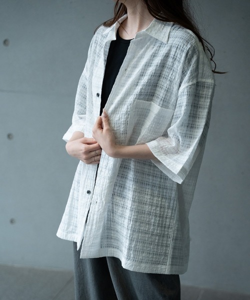 RATTLE TRAP（ラトルトラップ）の「ドビーチェックシアールーズ半袖シャツ（シャツ/ブラウス・メンズ・ホワイト/ライトグレー/ブラック・S/M/L/LL）」の22枚目の写真