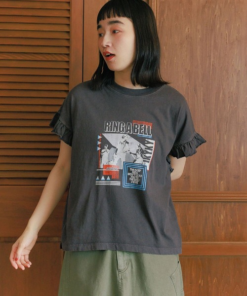 【新品】ニコアンド メイクスタッフ てぃらアソートサマーTシャツ チャコール セール】アソートモチーフ刺繍Tシャツ（Tシャツ/カットソー