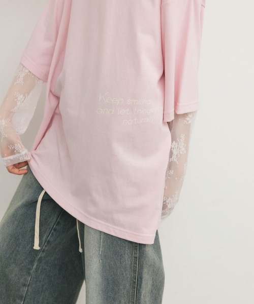 KBF(ケイビーエフ)の「アソートプリントBIG TEE(Tシャツ/カットソー・レディース・オートミール/ネイビー/ピンク・ONE)」の13枚目の写真