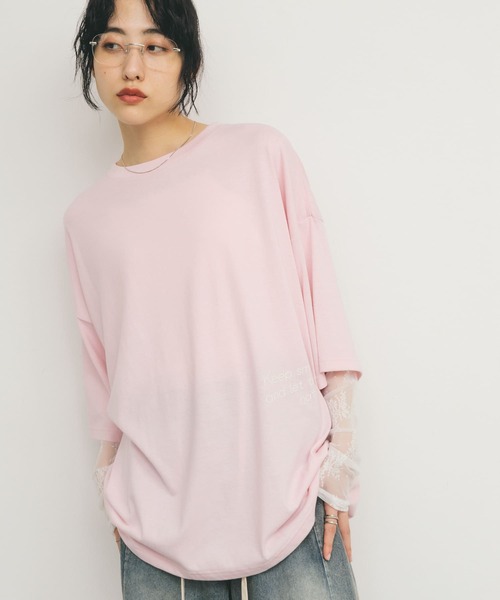 KBF(ケイビーエフ)の「アソートプリントBIG TEE(Tシャツ/カットソー・レディース・オートミール/ネイビー/ピンク・ONE)」の15枚目の写真