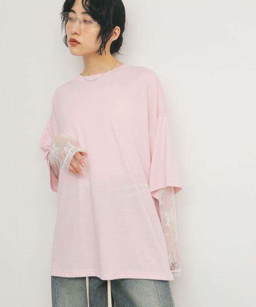 KBF(ケイビーエフ)の「アソートプリントBIG TEE(Tシャツ/カットソー・レディース・オートミール/ネイビー/ピンク・ONE)」の16枚目の写真