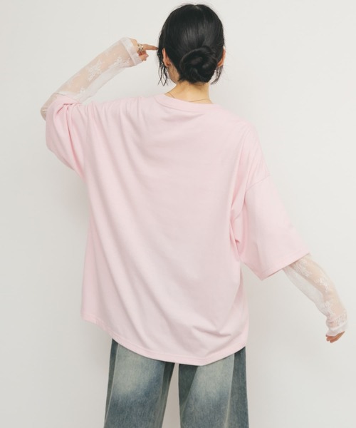 KBF(ケイビーエフ)の「アソートプリントBIG TEE(Tシャツ/カットソー・レディース・オートミール/ネイビー/ピンク・ONE)」の5枚目の写真