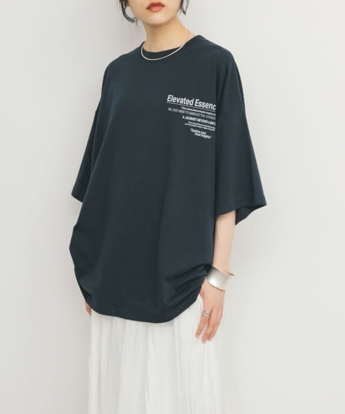 KBF(ケイビーエフ)の「アソートプリントBIG TEE(Tシャツ/カットソー・レディース・オートミール/ネイビー/ピンク・ONE)」の2枚目の写真