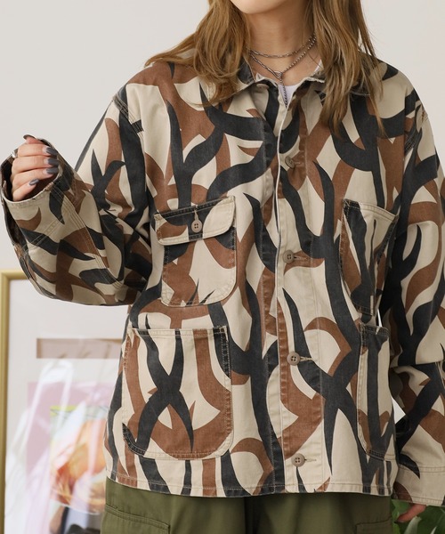 PRINTED ENGINEER SHORT JACKET 印花工裝短版夾克 男裝 秋季 冬季