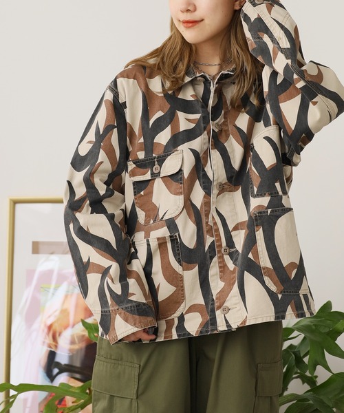 PRINTED ENGINEER SHORT JACKET 印花工裝短版夾克 男裝 秋季 冬季