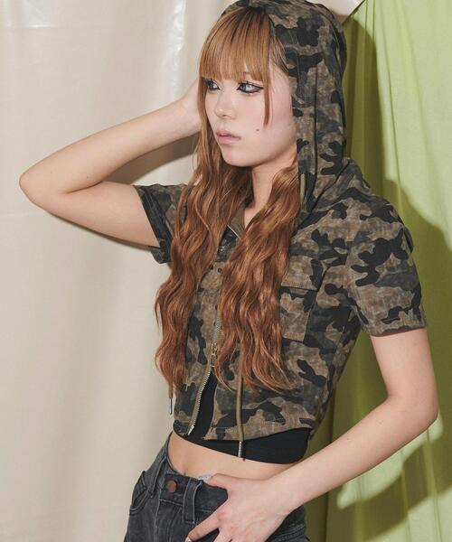 dispark（ディスパーク）の「DISPARK/WジップクロップドSSピチパーカー（パーカー・レディース・ブラック/その他1・FREE）」の14枚目の写真