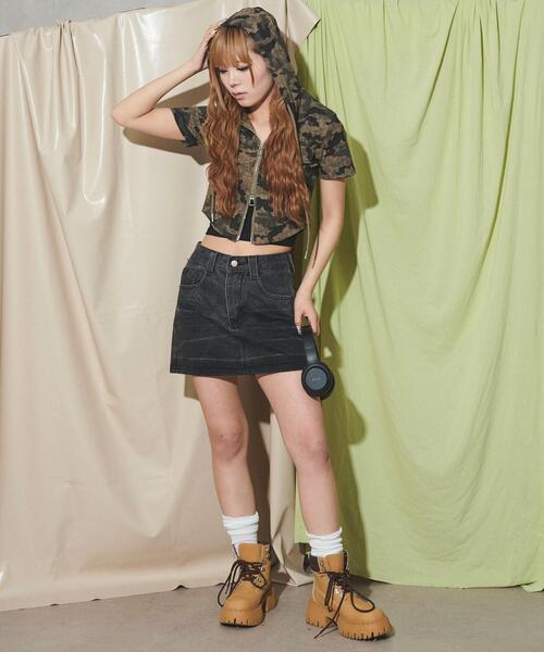 dispark（ディスパーク）の「DISPARK/WジップクロップドSSピチパーカー（パーカー・レディース・ブラック/その他1・FREE）」の11枚目の写真