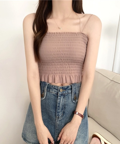 Lace Ladies(レースレディース)の「バック クロス シャーリング フリル ブラトップ(キャミソール・レディース・ピンク/グリーン/ホワイト/ブラック・FREE)」の21枚目の写真