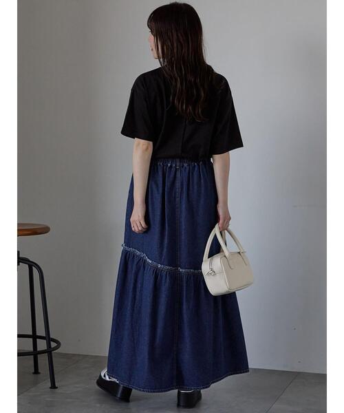 ehka sopo（エヘカソポ）の「デニム切替ギャザースカート（スカート・レディース・ブルー/サックスブルー/ネイビー・F）」の11枚目の写真