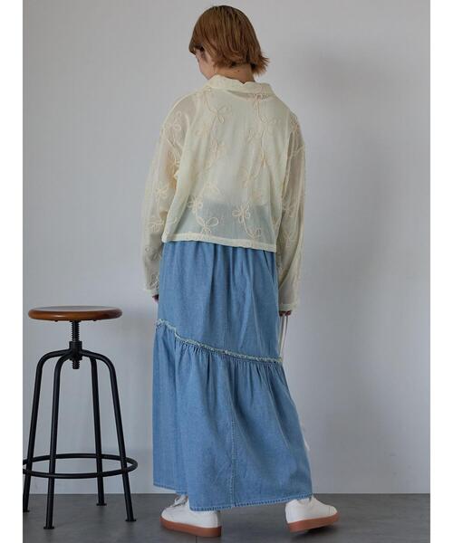 ehka sopo（エヘカソポ）の「デニム切替ギャザースカート（スカート・レディース・ブルー/サックスブルー/ネイビー・F）」の17枚目の写真