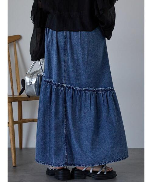 ehka sopo（エヘカソポ）の「デニム切替ギャザースカート（スカート・レディース・ブルー/サックスブルー/ネイビー・F）」の20枚目の写真