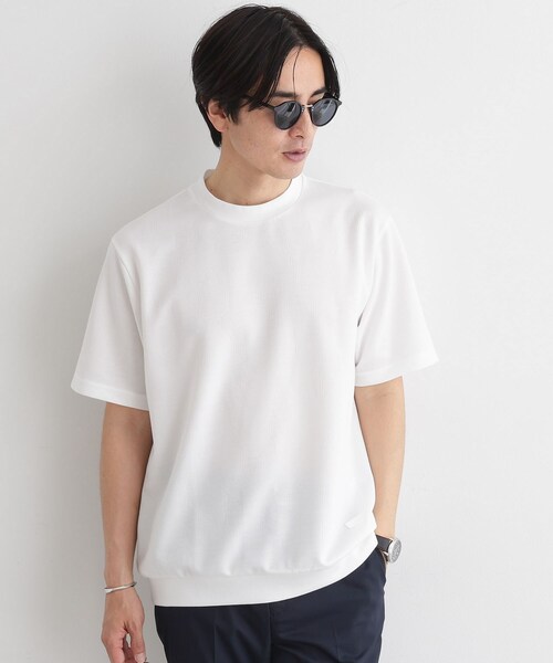 TAKEO KIKUCHI(タケオキクチ)の「【尾州ファブリック】 スライドパズル柄 ポンチ プルオーバー(Tシャツ/カットソー・メンズ・ブラウン系その他/レッド系/ホワイト/ネイビー/ダークオリーブ・01/02/03/04)」の1枚目の写真