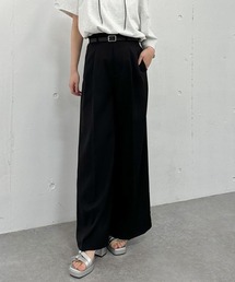 archives（アルシーヴ）の「ベルト付麻調タックワイドスラックス（スラックス）」