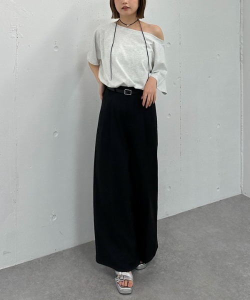 archives(アルシーヴ)の「ベルト付麻調タックワイドスラックス(スラックス・レディース・ベージュ/チャコールグレー/ブラック・MEDIUM)」の21枚目の写真