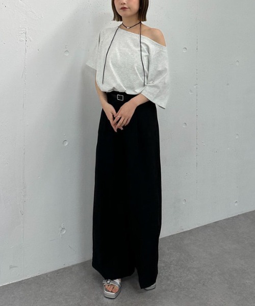 archives(アルシーヴ)の「ベルト付麻調タックワイドスラックス(スラックス・レディース・ベージュ/チャコールグレー/ブラック・MEDIUM)」の20枚目の写真