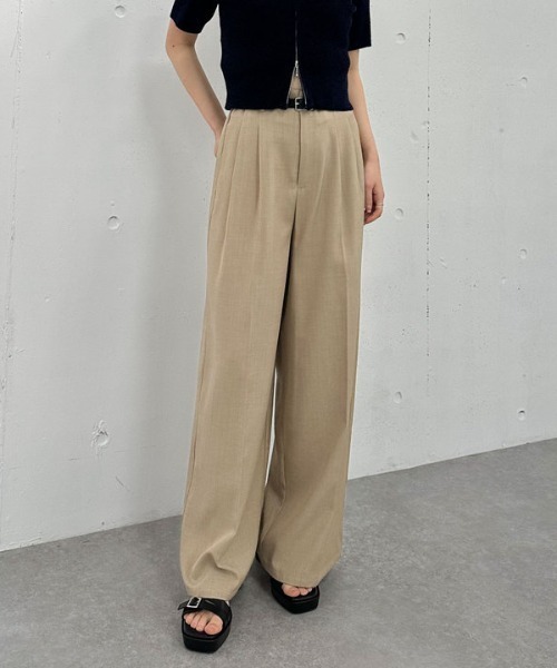 archives(アルシーヴ)の「ベルト付麻調タックワイドスラックス(スラックス・レディース・ベージュ/チャコールグレー/ブラック・MEDIUM)」の17枚目の写真