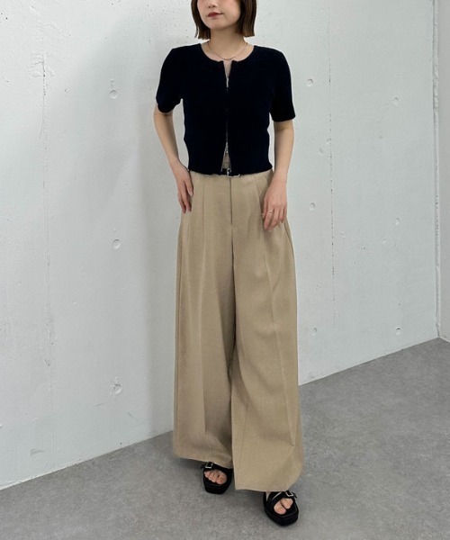 archives(アルシーヴ)の「ベルト付麻調タックワイドスラックス(スラックス・レディース・ベージュ/チャコールグレー/ブラック・MEDIUM)」の13枚目の写真