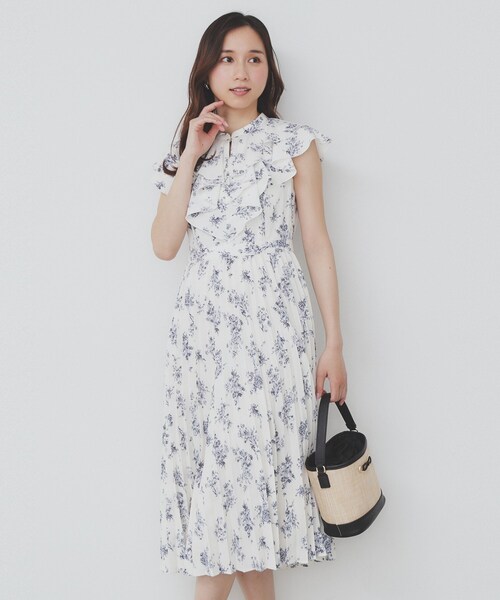 KAREN MILLEN 日本未入荷 花柄 Vネック プリーツ フリル ミニ miniministore 襟フリル シースルー 花柄ブラウス 女性