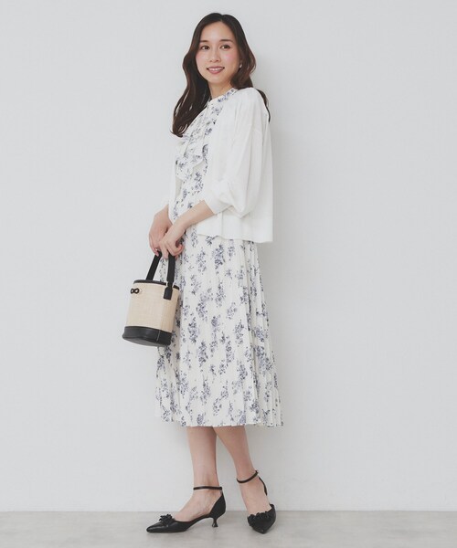 最新 セール】《美人百花掲載》フリルプリーツ花柄ワンピース【洗濯機 ワンピース