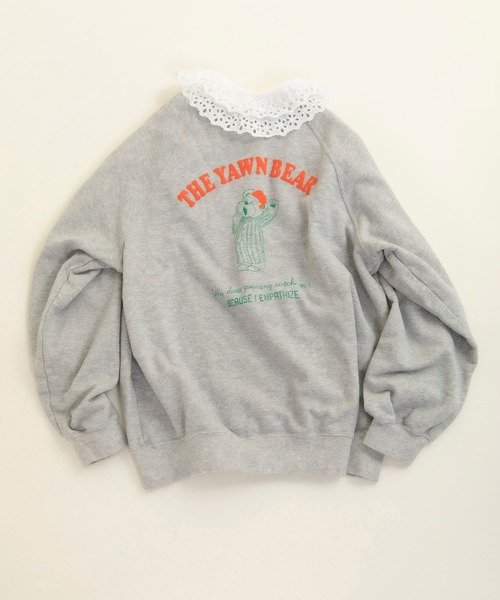 CHILD WOMAN（チャイルドウーマン）の「☆30/10裏毛 眠たいくまプリントスウェット（スウェット・レディース・グレー/アイボリー/グリーン・FREE）」の2枚目の写真