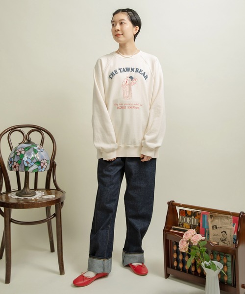 CHILD WOMAN（チャイルドウーマン）の「☆30/10裏毛 眠たいくまプリントスウェット（スウェット・レディース・グレー/アイボリー/グリーン・FREE）」の14枚目の写真