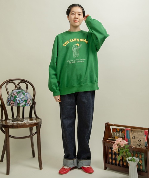 CHILD WOMAN（チャイルドウーマン）の「☆30/10裏毛 眠たいくまプリントスウェット（スウェット・レディース・グレー/アイボリー/グリーン・FREE）」の22枚目の写真