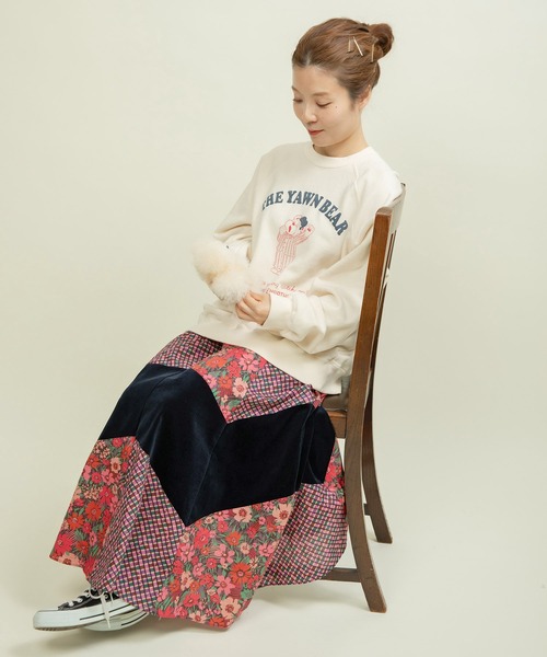 CHILD WOMAN（チャイルドウーマン）の「☆30/10裏毛 眠たいくまプリントスウェット（スウェット・レディース・グレー/アイボリー/グリーン・FREE）」の10枚目の写真