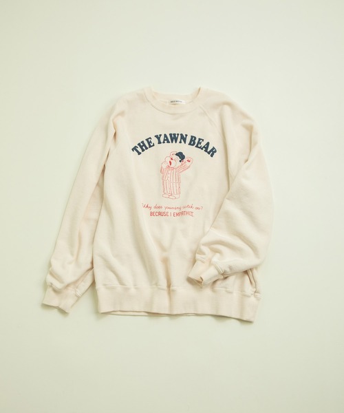 CHILD WOMAN（チャイルドウーマン）の「☆30/10裏毛 眠たいくまプリントスウェット（スウェット・レディース・グレー/アイボリー/グリーン・FREE）」の11枚目の写真