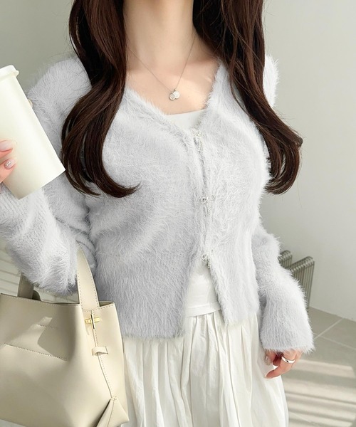 セール】【mily bilet】ふんわり大人かわいい♪ビジューリボンボタン