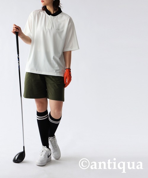 antiqua(アンティカ)の「カラーマッチトップス(Tシャツ/カットソー・レディース・ホワイト/ブラック・ML/LXL)」の2枚目の写真