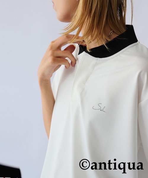 antiqua(アンティカ)の「カラーマッチトップス(Tシャツ/カットソー・レディース・ホワイト/ブラック・ML/LXL)」の6枚目の写真