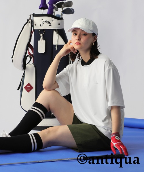 antiqua(アンティカ)の「カラーマッチトップス(Tシャツ/カットソー・レディース・ホワイト/ブラック・ML/LXL)」の4枚目の写真