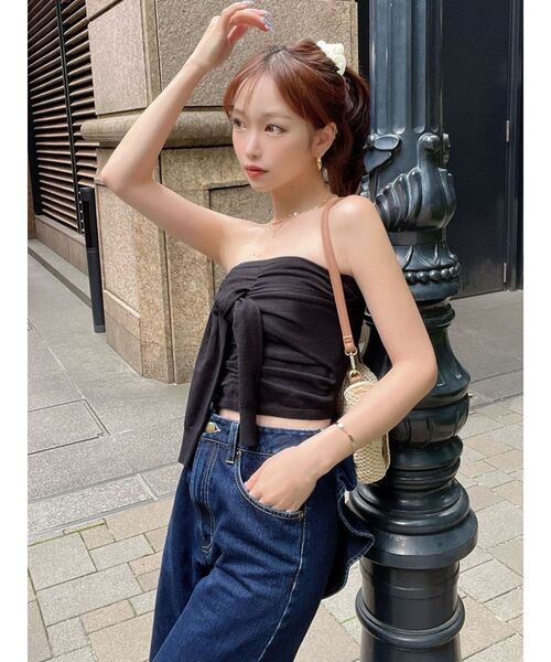 RESEXXY（リゼクシー）の「スリーブツイストベアニット（キャミソール・レディース・ブラック/ホワイト/ピンク・FREE）」の19枚目の写真