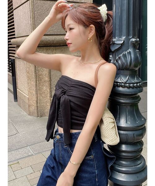 RESEXXY（リゼクシー）の「スリーブツイストベアニット（キャミソール・レディース・ブラック/ホワイト/ピンク・FREE）」の16枚目の写真