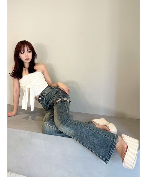 RESEXXY（リゼクシー）の「スリーブツイストベアニット（キャミソール・レディース・ブラック/ホワイト/ピンク・FREE）」の13枚目の写真