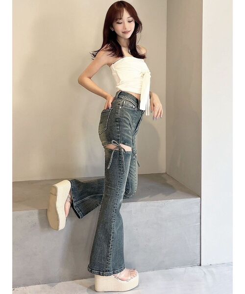 RESEXXY（リゼクシー）の「スリーブツイストベアニット（キャミソール・レディース・ブラック/ホワイト/ピンク・FREE）」の11枚目の写真