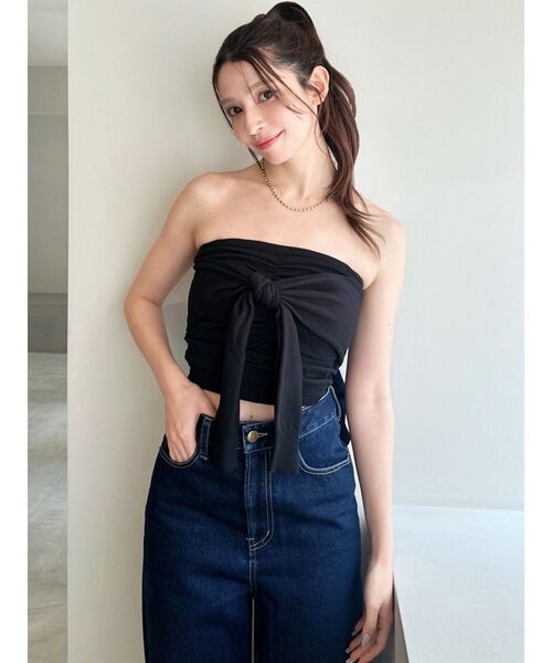 RESEXXY（リゼクシー）の「スリーブツイストベアニット（キャミソール・レディース・ブラック/ホワイト/ピンク・FREE）」の10枚目の写真