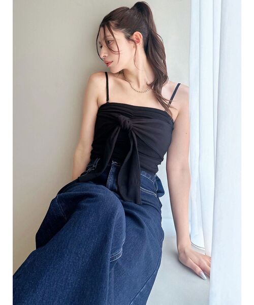 RESEXXY（リゼクシー）の「スリーブツイストベアニット（キャミソール・レディース・ブラック/ホワイト/ピンク・FREE）」の8枚目の写真