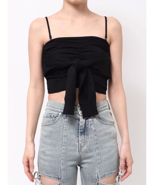 RESEXXY（リゼクシー）の「スリーブツイストベアニット（キャミソール・レディース・ブラック/ホワイト/ピンク・FREE）」の4枚目の写真