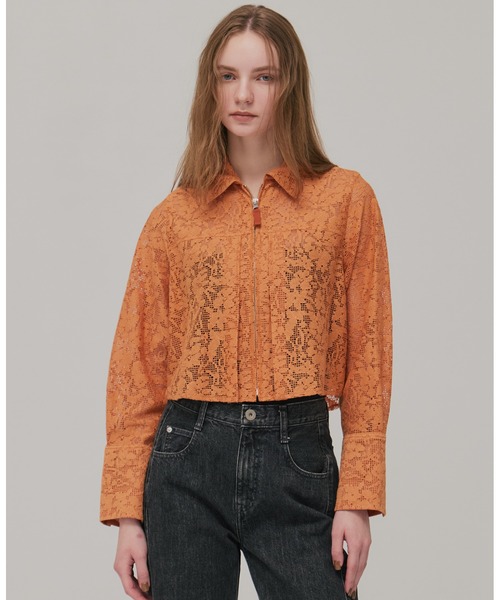 コットンレースフロントZIPシャツ（シャツ/ブラウス）｜PUBLIC TOKYO