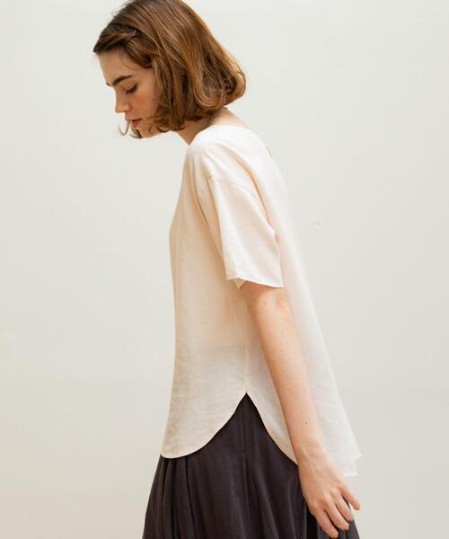 URBAN RESEARCH Sonny Label（アーバンリサーチサニーレーベル）の「リネン混クルーネックブラウスTシャツ（シャツ/ブラウス・レディース・オフホワイト/チャコールグレー/ピンク・FREE）」の3枚目の写真