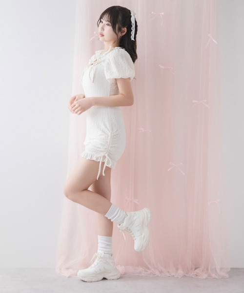 DearMyLoveRose(ディアマイラブローズ)の「厚底インヒールスニーカー【大きいサイズ有り】(スニーカー・レディース・オフホワイト/ブラック・22.5cm/23cm/23.5cm/24cm/24.5cm/25cm)」の8枚目の写真