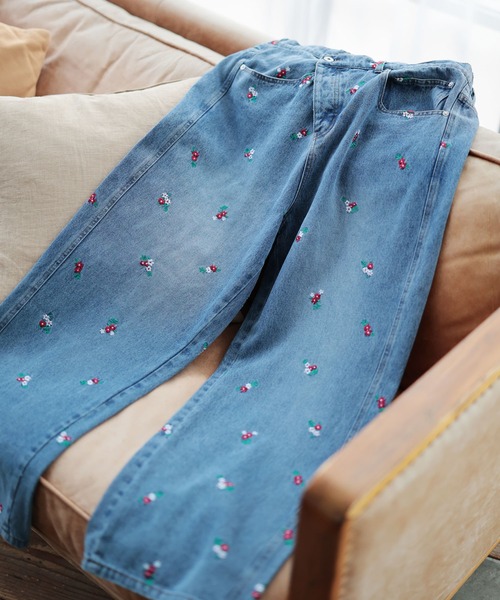 Ruwan yu(ルワンユー)の「小花刺繍ストレートデニムパンツ【大きいサイズ対応】(デニムパンツ・レディース・ブルー・L/LL/3L/4L)」の18枚目の写真