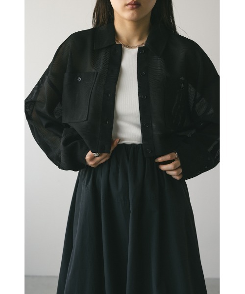 STYLEMIXER（スタイルミキサー）の「ワイドスリーブメッシュショートシャツ（シャツ/ブラウス・レディース・ホワイト/ブラック/グリーン・FREE）」の2枚目の写真